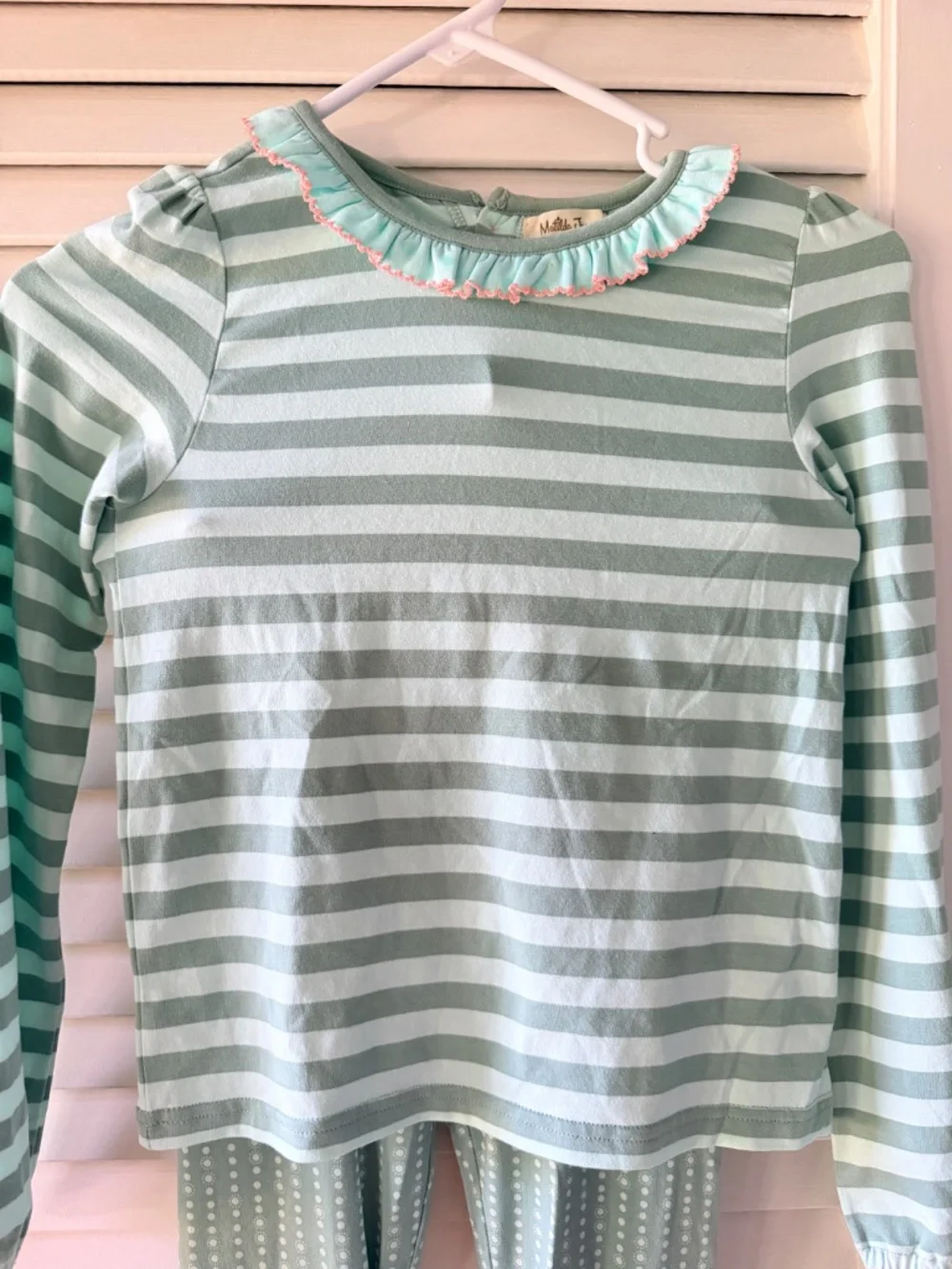 Matilda Jane Girls Size 8 Outfit Set Ruffle Bell Bottom Pants Striped Boho